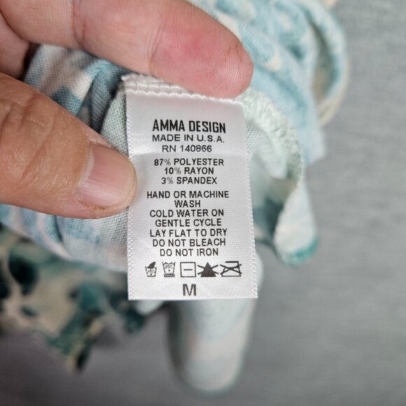 Amma Design Women's Colorful Abstract Mini Blue Dress Made in the USA Sz M - Picture 3 of 8